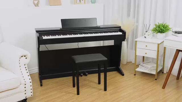 Garvee Digital Piano, Full Size 88 Key Weighted Hammer Professional Home Digital Piano, Stand Electric Piano for Beginner/Adults with Furniture Stand, Three Pedal, Power Supply, MIDI (With Stool)