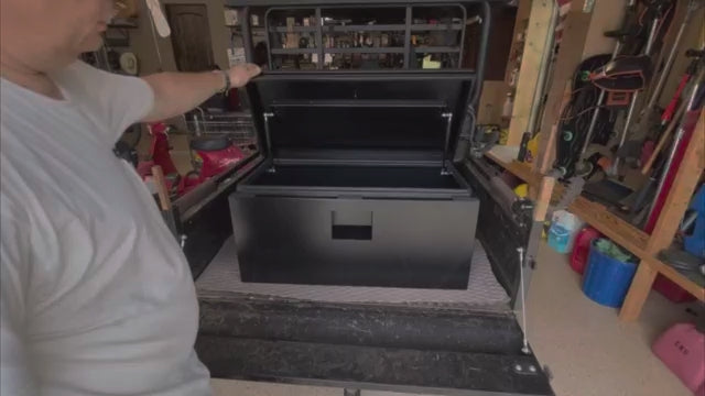 Garvee Black Steel Truck Bed Tool Box, 36"x15"x15", Weatherproof Storage Chest for Pickup, Truck, RV, Trailer