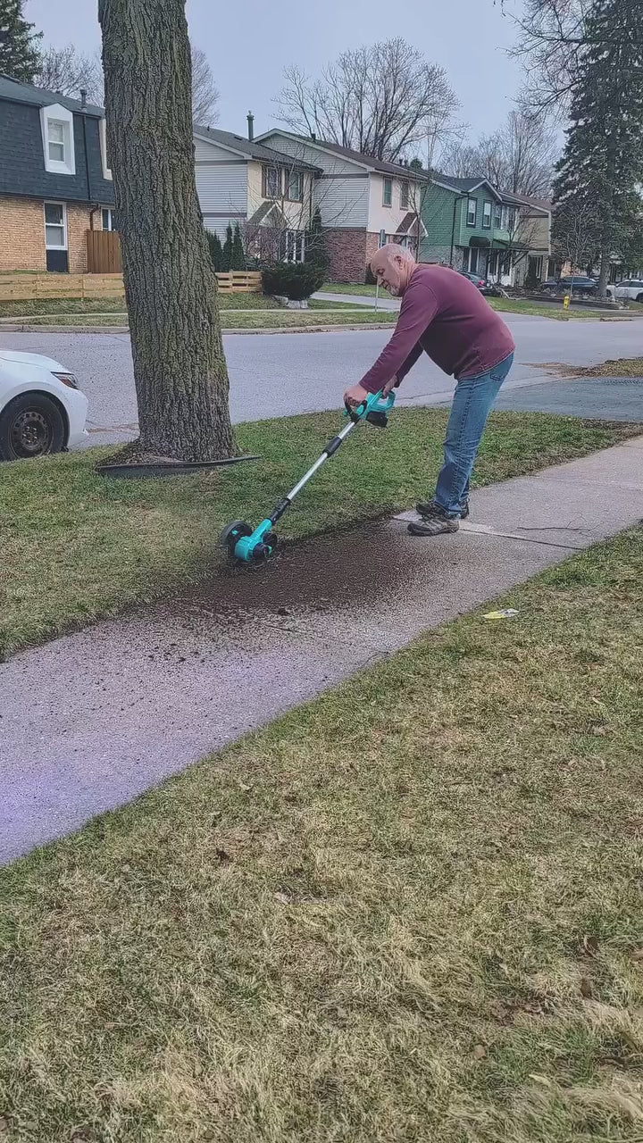 Garvee Cordless Lawn Edger 20V – 9-Inch Steel Blade, 4.0Ah Battery, Dual Wheels, Adjustable Depth for Driveway, Sidewalk & Garden, Green