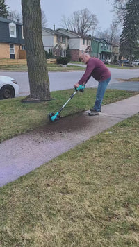 Garvee Cordless Lawn Edger 20V – 9-Inch Steel Blade, 4.0Ah Battery, Dual Wheels, Adjustable Depth for Driveway, Sidewalk & Garden, Green