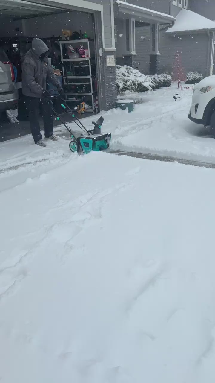 Garvee 20" Cordless Electric Snow Blower- 20V 4.0Ah Battery Powerful Motor 19.6FT Throw Distance Lightweight Maneuverable for Driveways Patios Sidewalks