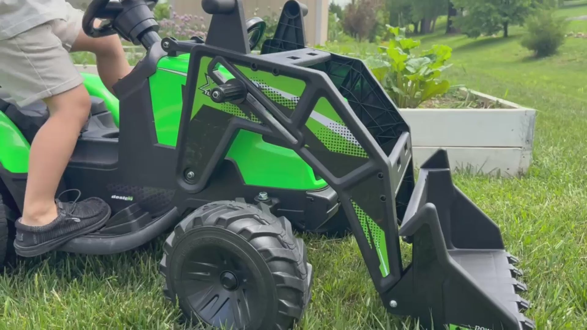 Garvee Ride P Series 3-in-1 Ride-On Tractor, 24V Electric, Excavator & Bulldozer, Remote Control, LED, Music, USB/Bluetooth max 66 lbs - Bright-blue