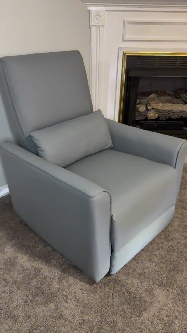 Garvee Swivel Rocking Nursery Recliner Chair Rocker Recliner Glider Deep Seat PU Leather Sofa Chair with high Backrest for Nursery, Living Room, Bedroom & Home Movie Theater, Gray