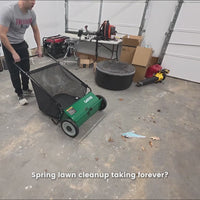 Garvee 26" Push Lawn Sweeper, 7 Cu. Ft. Leaf & Grass Collector with 4 Brushes, Adjustable Height Yard Sweeper, Heavy-Duty Steel Frame, Manual Lawn Cleaner