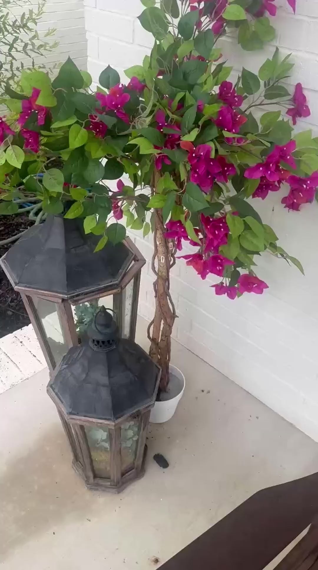Garvee 4ft Artificial Bougainvillea Tree with Wood Trunk and Pink Flowers for Indoor Outdoor