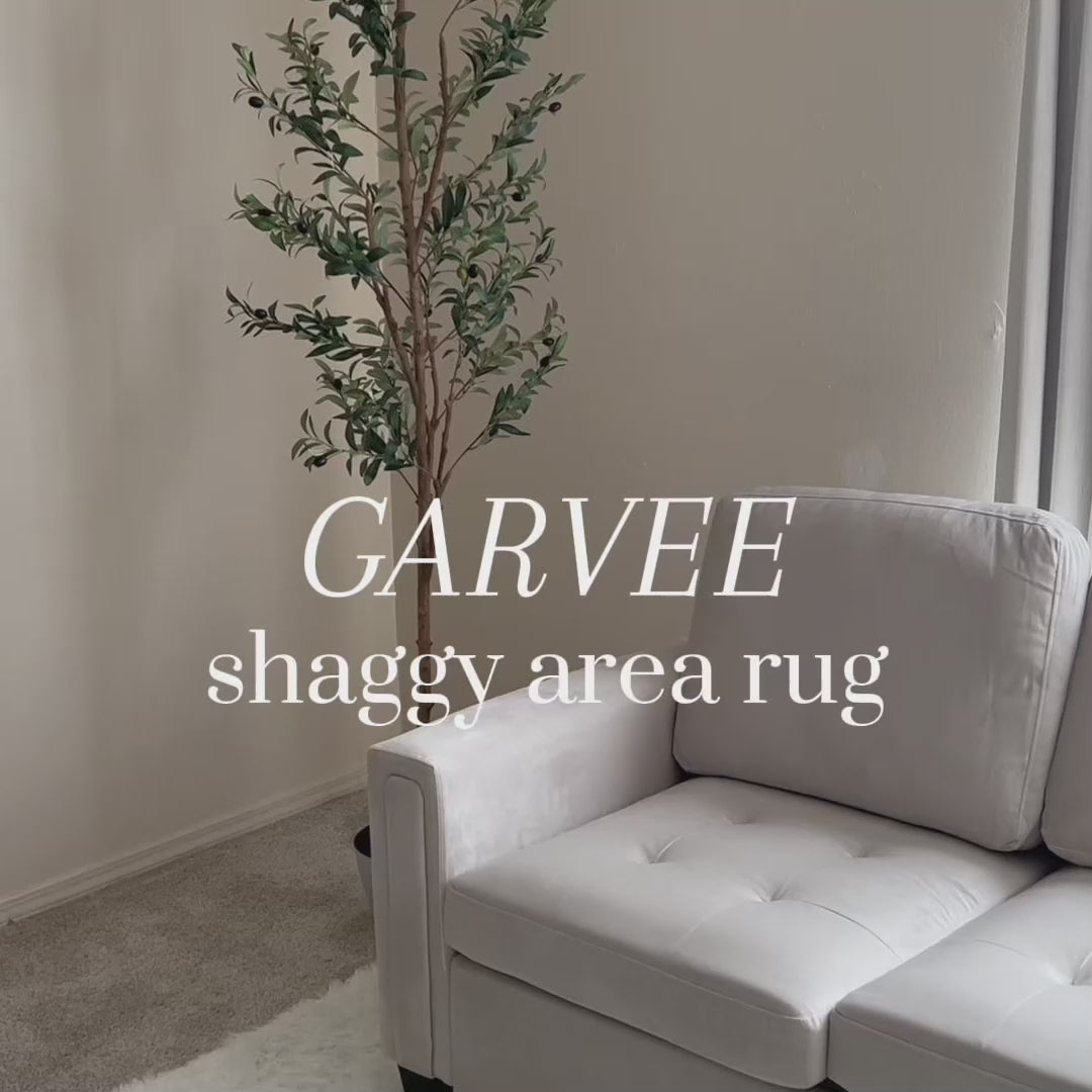 Garvee Fluffy & Sheepskin White 8x10 Plush Fuzzy Rug, Non-Slip Shaggy for Living Room Bedroom Dining Office