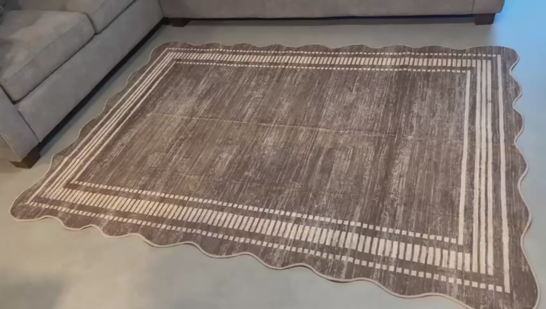 Garvee Modern Camel 5x7 Machine Washable Area Rug Striped Border Soft Plush Durable Non-Slip Low Pile Camel Kids Room Living Room