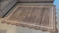 Garvee Modern Camel 5x7 Machine Washable Area Rug Striped Border Soft Plush Durable Non-Slip Low Pile Camel Kids Room Living Room