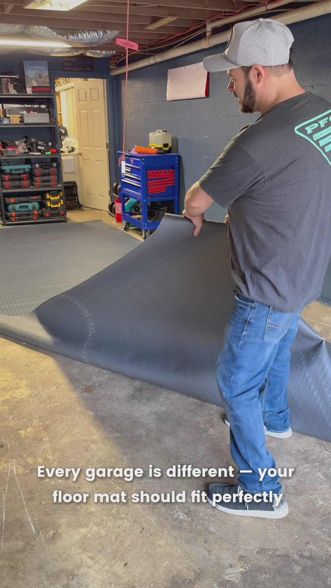 Garvee 7.8x22 FT Garage Floor Mat, 2.8mm Thickened Diamond Plate PVC, Non-Slip Waterproof Garage Car Parking Mat for Compact SUVs, Sports Car, Large Size, Black