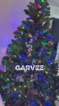 Garvee 7.5ft Christmas Tree with 400 Dual Color LED Lights, 1450 PVC Branches, Lifelike Artificial Spruce Christmas Tree, Foot Pedal Switch, Easy to Assemble for Home, Office, and Party Decor