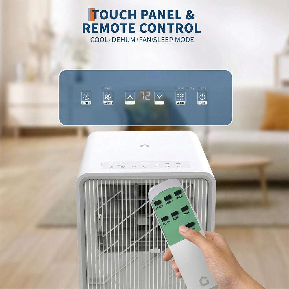 Garvee 14,000 BTU Drainage-free Portable Air Conditioner for Indoor Rooms, 3-In-1 AC Unit for Bedroom 225-300 Sq.Ft, Dehumidifier, Fan, Sleep Mode, 24 Timer, Remote Control, Window Kits, White