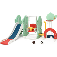 Garvee 7-in-1 Toddler Indoor Playground Set with Slide, Swing & More - Includes Climbing Ladders, Basketball Hoop, Soccer, Golf & Ring Toss | HDPE for Indoor/Outdoor, Ages 1-3 (Green)