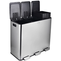 Garvee 16 gallon Stainless Steel Triple Trash Can with Separated Lid and Foot Pedal Recycle Bin Combo for Kitchen and Living Room