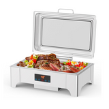 Garvee Electric Chafing Dish 9QT Full Size Touch Screen Buffet Warmer with Glass Lid Silver for Catering Parties Weddings - Silver