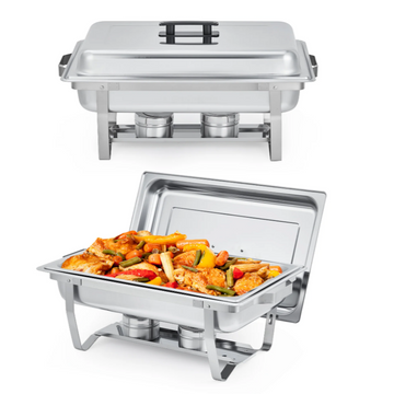 Garvee 9QT Stainless Steel Food Warmer Rectangular Buffet Server With Thick Corrosion-Resistant Steel, Heat-Resistant Handles, Stackable Containers For Catering, Silver