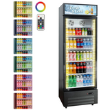 GARVEE 19.1 Cu.ft Commercial Beverage Cooler with RGB LED Lights & Remote - 280-Can Glass Door Display Fridge, Air-Cooled Frost-Free with Top Light Box for Bar Restaurant Store（Black） - Black