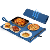 GARVEE 2-Zone Heating Food Mat - 24"X15" Warming Mat for Food Rollable Full-Surface Warmer with 6 Temp Settings & 3H Timer, Anti-Slip Heat-Insulated Pad for Meals (Blue) - Blue