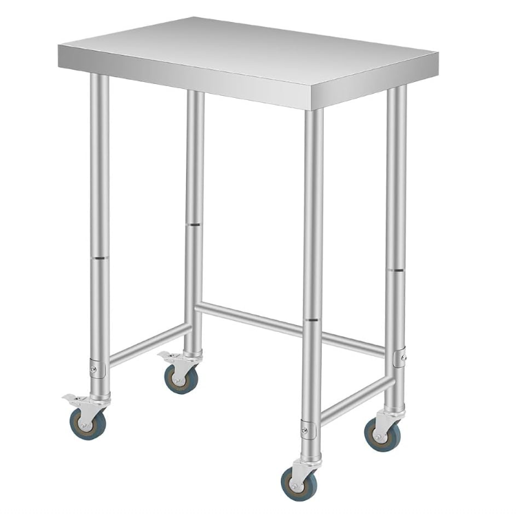 Garvee 24"L X 16"W X 35"H Stainless Steel Prep Table with Wheels Commercial Kitchen Utility Work Table Silver