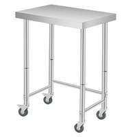 Garvee 24"L X 16"W X 35"H Stainless Steel Prep Table with Wheels Commercial Kitchen Utility Work Table Silver