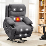 Garvee Power Lift Recliner Chair for Elderly, Oversized Electric Lift Chair with Heat and Massage, Corduroy Adjustable Recliner with Cup Holders & Side Pocket for Living Room, Corduroy Gray - Corduroy | Gray