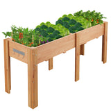 Garvee 72" x 23" x 30" Large Wooden Raised Garden Bed with Legs & Hooks, Elevated Fir Wood Planter Box with Non-Woven Liner, Ergonomic Outdoor Planter for Vegetables, Herbs, Flowers, Patio & Backyard, Oak - Oak