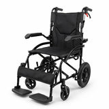 Garvee 28.66lbs Lightweight Transport Wheelchair - 12" PU Rear Wheels Foldable Travel Wheel Chair with Flip-Back Armrests, Jet Black
