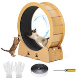 Garvee Quiet Wooden Cat Exercise Wheel - Indoor Cat Treadmill with Removable Carpeted Exercise Wheel - Safe Running & Training Wheel - Includes Teaser Toy - Natural Wood Color - Natural Wood