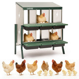 Garvee 6 Compartment Metal Chicken Nesting Box – Heavy Duty, Ventilated, Removable Tray & Perch, Easy Clean, Efficient Egg Collection for Hens, Ducks, Geese – Green with Chicken Design – Size: 6 Compartments, Color: Green (Side Chicken Design) - Green