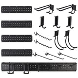 Garvee 66" Garage Tool Organizer Wall Mount, Heavy-Duty Garden Tool Storage Organization System with 12 Adjustable Hooks for Garage Basement Yard Shed (16 Pcs) Black
