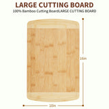 Garvee 16" x 10"Large Bamboo Cutting Board for Kitchen Wooden Cutting Boards with Juice Groove, Easy to Store & Clean