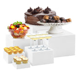 Garvee 6 Piece Buffet Risers Display Stand for Party, White Acrylic Cube Food Riser with Hollow Bottom, Cupcake Dessert Stand Nesting Storage Box for Catering, Jewelry & Collectibles