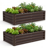 Garvee 2 Pack Tall 4 x 2 Ft Galvanized Steel Raised Garden Bed, Outdoor Above Ground Planter Box for Vegetables and Flowers, Metal Raised Bed for Gardening - Brown