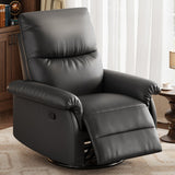 Garvee Swivel Rocking Recliner Chair, Manual PU Leather Recliner Glider with Lumbar Support and Padded Armrest, Comfortable Rocker Nursery Single Sofa for Living Room and Bedroom, Black - Black