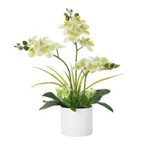 Garvee Real Touch Phalaenopsis Orchid in Pot, Artificial Fake Flowers with Vase for Table Centerpieces, Large Faux Orchids for Indoor Home Room Decor, Office Desk Decorations (Green,3PCS) - Green