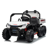 Garvee 24V 4WD Electric Ride on Dump Truck for Kids, 2 Seater with Remote Control, Dump Bed, 3 Speed Modes, Music Player, All-Terrain Off-Road Vehicle Toy for Boys & Girls - White