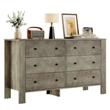 Garvee Modern 6 Drawer Dresser Chest – Wide Wooden Storage Cabinet for Bedroom or Nursery – Spacious Drawers, Contemporary Style – Ideal for Living Room, Hallway, Entryway – Color: Light Ivory - Gray
