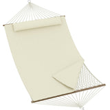 Garvee Double Quilted Outdoor Hammock, 137.8" x 78.74" 2-Person Patio Hammock with Pillow, Side Pockets & 450 lb Capacity，Beige - Beige