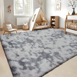 Garvee 6x9 Area Rugs for Living Room Plush Thick Shag Rug Soft Shaggy Carpet for Bedroom Non Slip Non Shedding Fuzzy Nursery Floor Rugs for Kids Room Home Decor, Tie-Dyed Light Grey - Tie-Dyed Light Gray