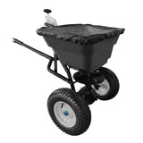 Garvee 110 lb Pull Behind Broadcast Spreader, 12" Pneumatic Tires, 9.8 ft Spread Width & 15-Level Flow Control for Lawn Tractor ATV