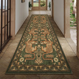 Garvee Tiger Print 2'6"x8' Washable Non Slip Runner Rugs for Hallways, Boho Green Kitchen Runner Ultra Thin Soft Vintage Tribal Indoor Throw Floor Carpet for Entryway Bedroom Bathroom - Green