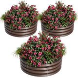Garvee 3-Pack Round Metal Raised Garden Bed, 2x1FT Galvanized Planter Boxes, Rust-Resistant, Open Bottom, Safe Edge, Easy Assembly for Vegetables, Flowers & Herbs – Wood Grain - Wood
