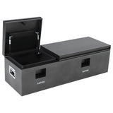 Garvee 56"X16"X14" Heavy Duty Steel Truck Bed Tool Box – Double Lid, Grooved Weatherproof Metal Chest with T-Handle & Side Handle, Durable Organizer for Pickup Truck, RV, Trailer, Front Double, Grey - Grey