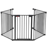 Garvee Adjustable Metal Pet Safety Gate, 5-Panel 29" High Collapsible Playpen with Lockable Door, Portable Indoor/Outdoor Barrier for Stairs, Doorways, RV, Camping, Yard, Garden, Black - Black