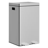 Garvee Dual Compartment Kitchen Trash Can - 2×8 Gal (2×30L) Stainless Steel Recycling Bin - Soft-Close Lid & Removable Inner Buckets - Foot Pedal Waste & Recycle Combo for Home, Office - Stainless Steel Silver
