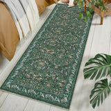 Garvee Washable Folding Floral Area Rug – Non-Slip, Pet Friendly, Easy to Clean Carpet for Living Room & Bedroom – Dark Green, 2x6ft - Dark Green