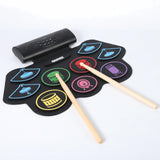 Garvee Wireless 9-Pad Roll-Up Electronic Drum Set - Dual Stereo Speakers, App Learning, Recording, Drum Sticks & Pedals, Headphone Jack - 9-Panel Wireless Portable External Electronic Drum (Color Wireless Model)