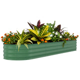 Garvee  8' X 4' X 1.5' Galvanized Raised Garden Bed – Outdoor Metal Planter Box for Flowers, Vegetables & Herbs – Rust-Resistant, Easy Assembly, Anti-Cut Strips,Green - Green