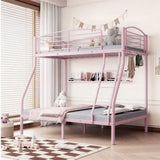 Garvee Twin over Full Bunk Bed, Metal Bunk Beds with Ladder and Guardrail,Heavy Duty Space Saving Design,Smooth Rounded Edges,Ideal for Dorms and Small Rooms,Pink - Pink