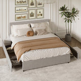 Garvee Storage Platform Bed Frame – 4 Spacious Drawers, Upholstered in Dark Gray Fabric, Sturdy Wooden Slats, No Box Spring Needed - Light Gray
