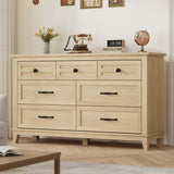 Garvee 7 Dresser for Bedroom, 54 in Wide Drawer Dresser with Storage Freestanding, Wooden Closet Storage Chest for Living Room, Bedroom, Entryway, Natural - Natural
